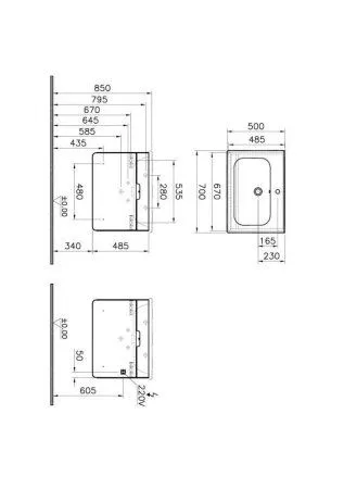 Тумба с раковиной VitrA D-light 58131 70 матовый белый