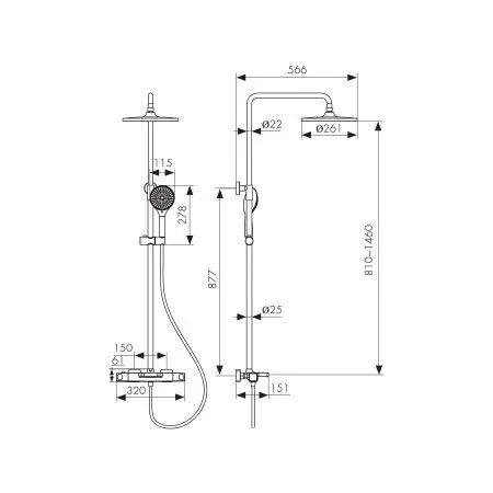 Душевая система KAISER Quadris с термостатом  (25282)