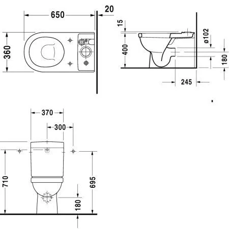 Чаша для унитаза-компакта Duravit Happy D 0170090000