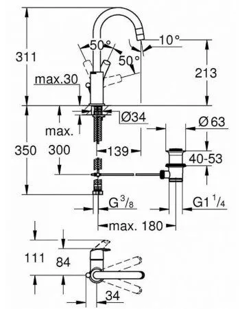 Смеситель Grohe Eurosmart 23537002 для раковины