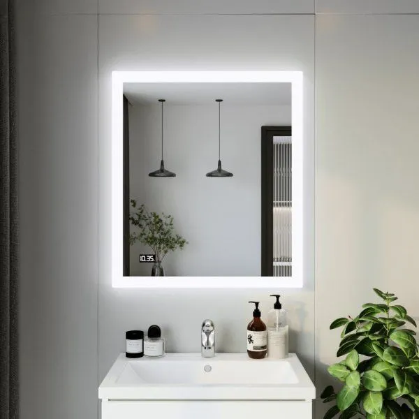 Зеркало Бриклаер Вега/Мальта 75 LED подсветка на взмах руки, часы