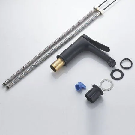 Смеситель для раковины однорычажный с гайкой Shevanik S6201H, Черный