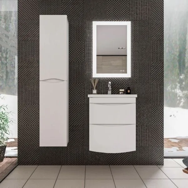 Тумба под раковину подвесная Бриклаер ВЕГА белый  с двумя ящиками, 60 см