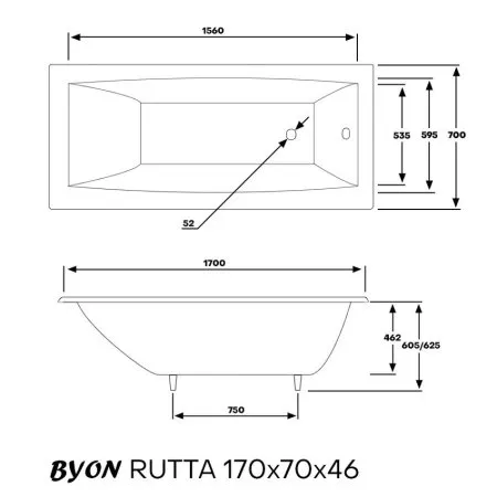 Чугунная ванна Byon Rutta Ц0000175 170x70