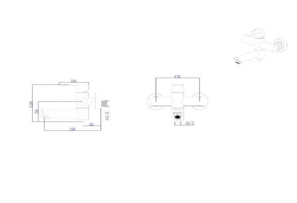 Смеситель для ванны RUSH Santiago с коротким изливом (SUS1116-44)