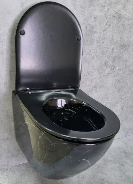 Унитаз подвесной Ceramalux 2212BM, черный мрамор