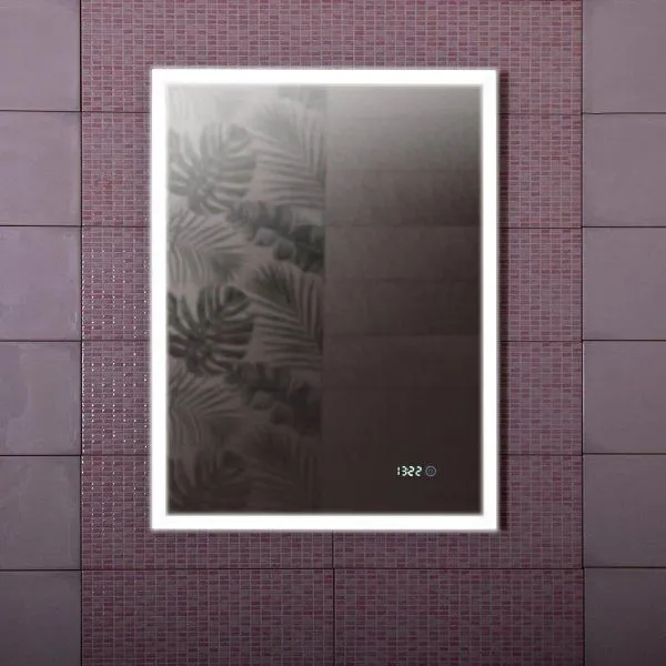 Зеркало Бриклаер ЛОФТ 60 см, сенсор на зеркале бесконтактный, часы