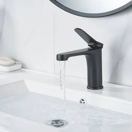 Смеситель для раковины однорычажный с гайкой Shevanik S6201H, Черный