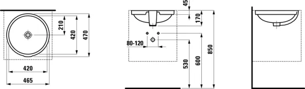 Раковина встраиваемая снизу Laufen Pro 42х42х16, керамика, цвет Белый (8.1896.2.000.109.1)