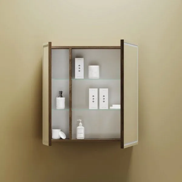 Зеркальный шкаф для ванной комнаты SANCOS Mirror 690x150х740 мм, с LED подсветкой, цвет дуб чарльстон, с розеткой,  MI70ECH