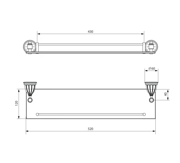 Полка стеклянная с бортиком Socotra (ST12611)