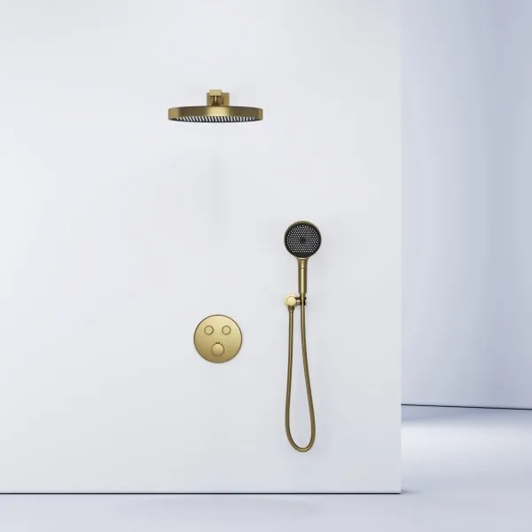 Душевой комплект SANCOS Space встраиваемый c термостатическим смесителем, цвет брашированное золото ,  SC3006BG