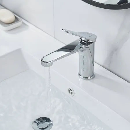 Смеситель для раковины однорычажный с гайкой Shevanik S6201, Хром