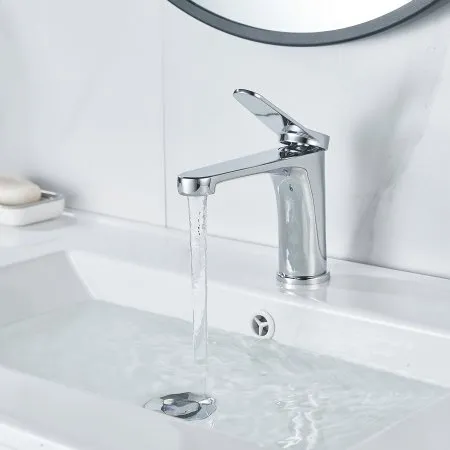 Смеситель для раковины однорычажный с гайкой Shevanik S6201, Хром