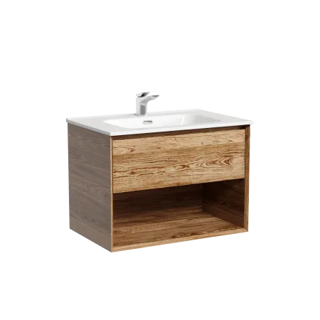 Тумба подвесная SANCOS Marmi 1.0 690х445х520 c одним ящиком оснащенным доводчиками скрытого монтажа и открытой нишей, дуб чарльстон, MR1.070ECH