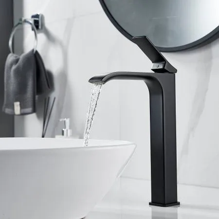 Смеситель для раковины однорычажный с гайкой Shevanik S4011H, Черный