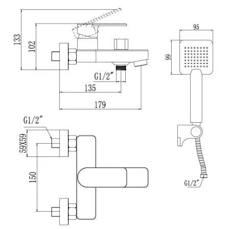 Смеситель для ванны Savol (S-600703K)
