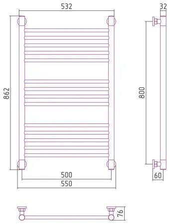 Полотенцесушитель водяной Сунержа Богема+ прямая 12-0220-8050 800x500 белый