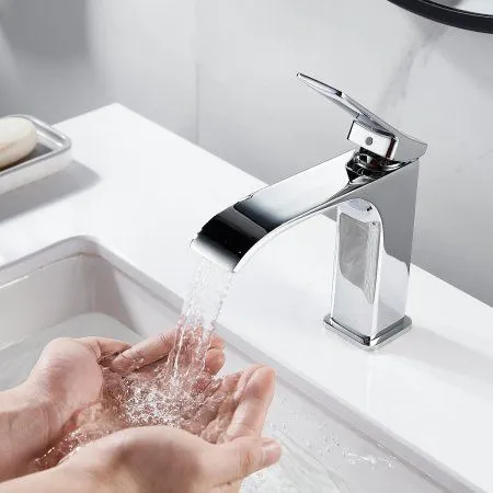 Смеситель для раковины однорычажный с гайкой Shevanik S4001, Хром