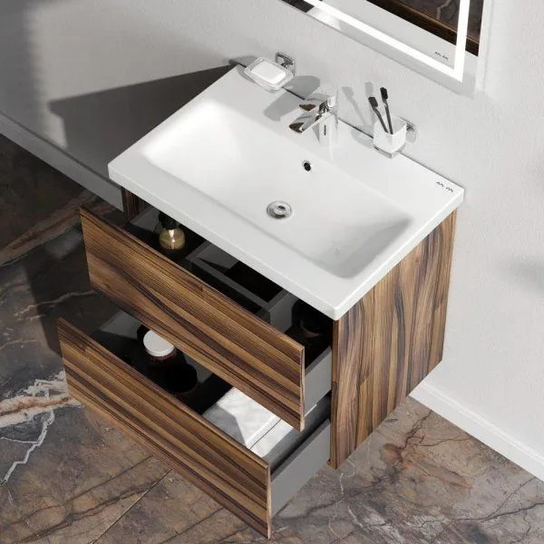 База под раковину, подвесная, 60 см, 2 ящика, орех AM.PM Gem M90FHX0602HF