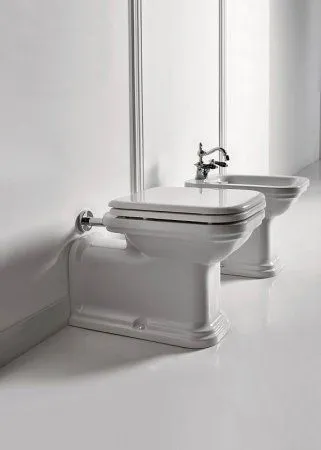 Унитаз приставной Kerasan Waldorf 411601bi (65 см) удлиненный - купить в Москве по низкой цене в интернет-магазине с доставкой по всей России | HITsant Унитаз приставной Kerasan Waldorf 411601bi (65 см) удлиненный