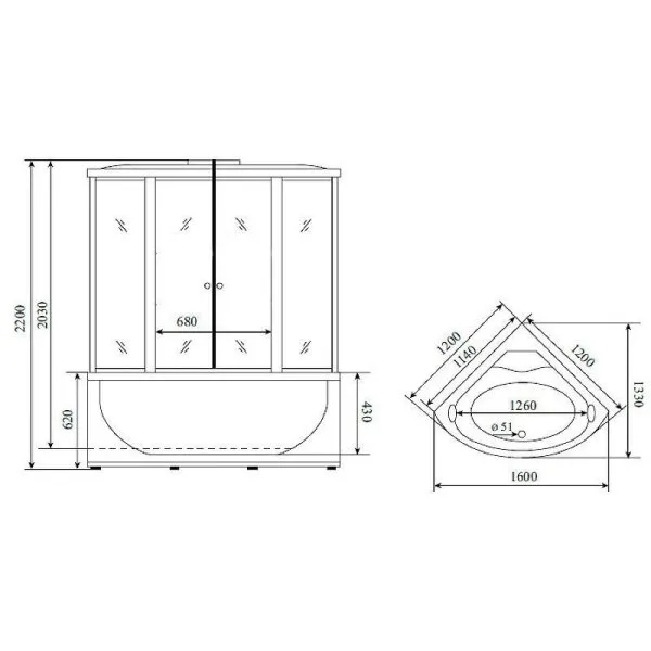 Душевой бокс Timo Standart T-6625 Silver Fabric 125х125 без гидромассажа