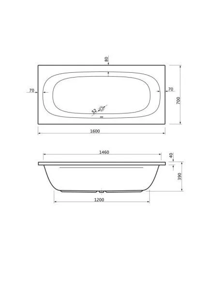 Акриловая ванна Cezares Piave PIAVE-160-70-42-W37 160x70 белый
