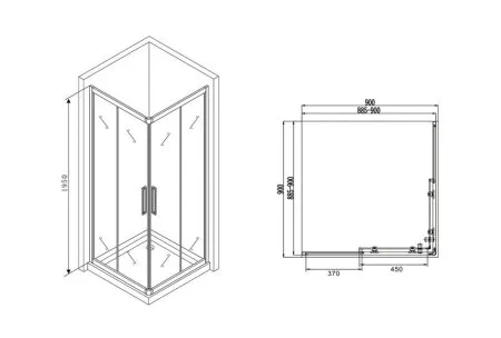 Душевой уголок ABBER Schwarzer Diamant AG02090BH прозрачное/черный