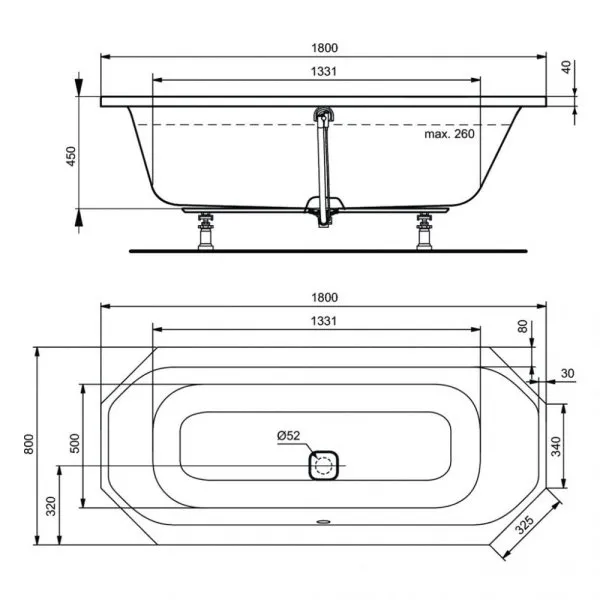 Акриловая ванна Ideal Standard Tonic II K747101 190x90