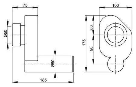 Сифон для писсуара AlcaPlast A45B горизонтальный