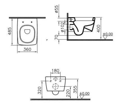 Унитаз подвесной VitrA Metropole 5671B003-0075 белый - купить в Москве по низкой цене в интернет-магазине с доставкой по всей России | HITsant Унитаз подвесной VitrA Metropole 5671B003-0075 белый