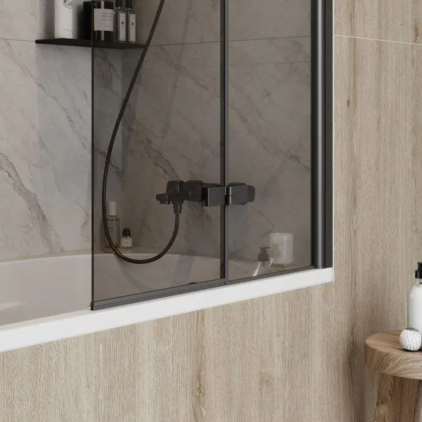 Шторка на ванну Teymi Anni S 1400х800, тонированное стекло, профиль черный матовый T00278