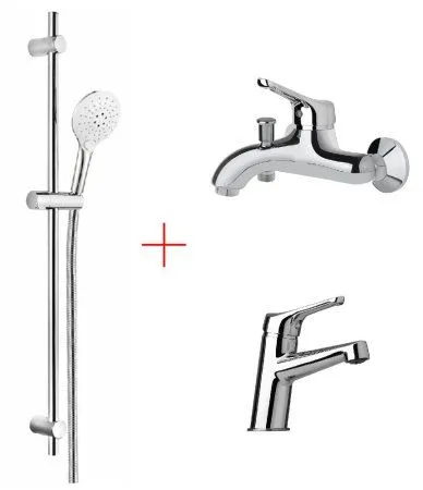 Комплект смесителя 3в1 Paini Bios 05TDCRLUSEFBT2MY3VLP1BOUR для раковины и ванны с душевым комплектом, хром