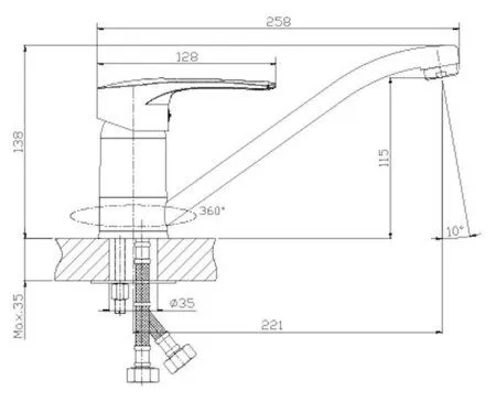 Смеситель для кухонной мойки Rossinka T (T40-21) - купить в Москве по низкой цене в интернет-магазине с доставкой по всей России | HITsant Смеситель для кухонной мойки Rossinka T (T40-21)