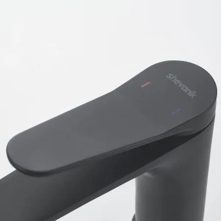 Смеситель для раковины однорычажный с гайкой Shevanik S6201H, Черный