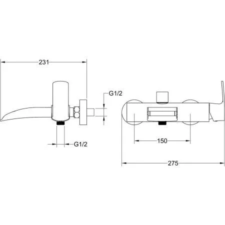 Смеситель Timo Lumi 4214/00Y для ванны с душем, хром
