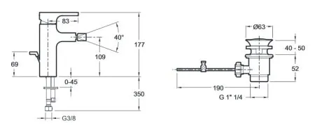 Смеситель Jacob Delafon Strayt E98338-CP для биде