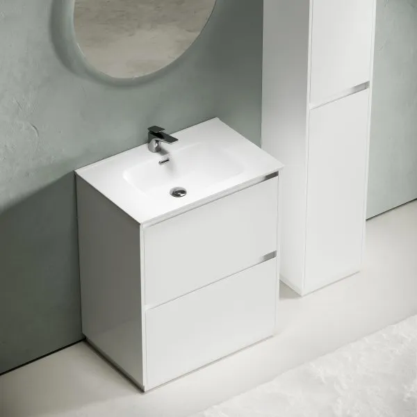 Тумба под раковину SANCOS Libra Floor напольная, 690х450х840, c двумя ящиками оснащенными доводчиками, белый глянец ,  LB70FW