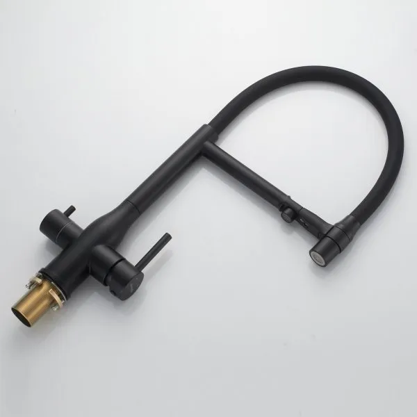 Смеситель для кухни с гибким изливом, с подключением фильтра Shevanik S378H, Черный