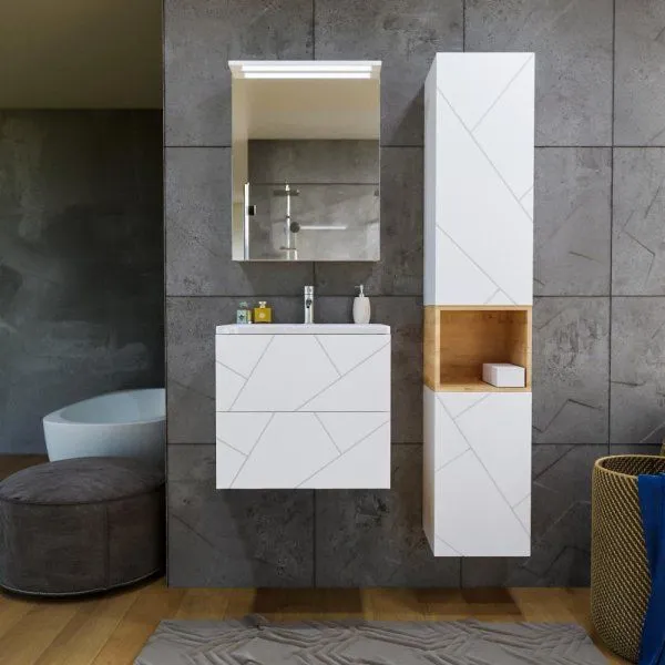 Тумба под раковину подвесная Бриклаер КРИСТАЛЛ белый, 60 см