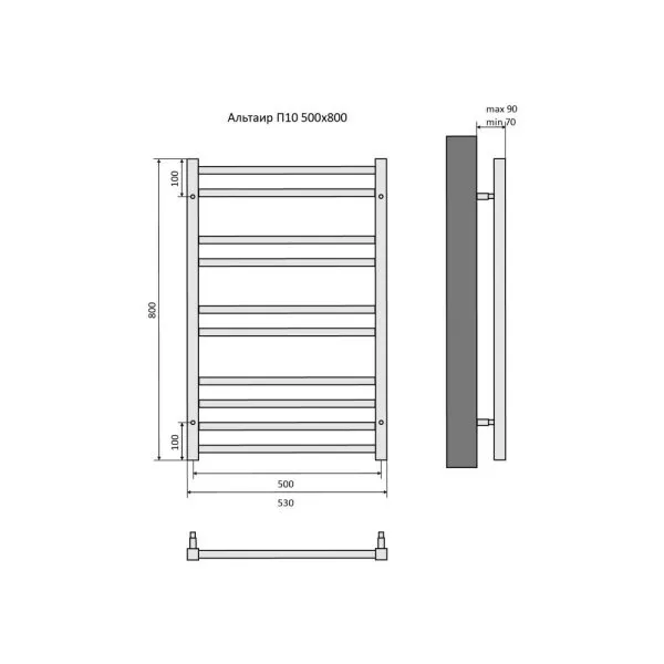 Полотенцесушитель водяной Aquatek Альтаир AQ KK1080CH 50х80 2-2-2-4 хром