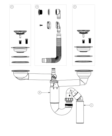 Сифон для мойки PREVEX P-loc  двойной (PL2-D9CR5-SANT-01) - купить в Москве по низкой цене в интернет-магазине с доставкой по всей России | HITsant Сифон для мойки PREVEX P-loc  двойной (PL2-D9CR5-SANT-01)