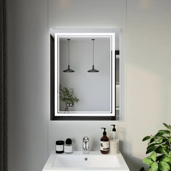 Зеркало Бриклаер Эстель-2 60 с подсветкой LED, на взмах руки, часы