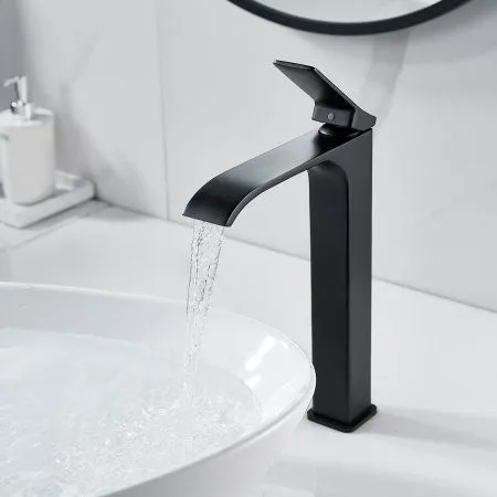 Смеситель для раковины однорычажный с гайкой Shevanik S4011H, Черный