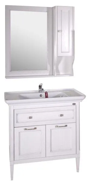 Зеркало ASB-Woodline Гранда 60 Белый Патина Серебро (11483/1)