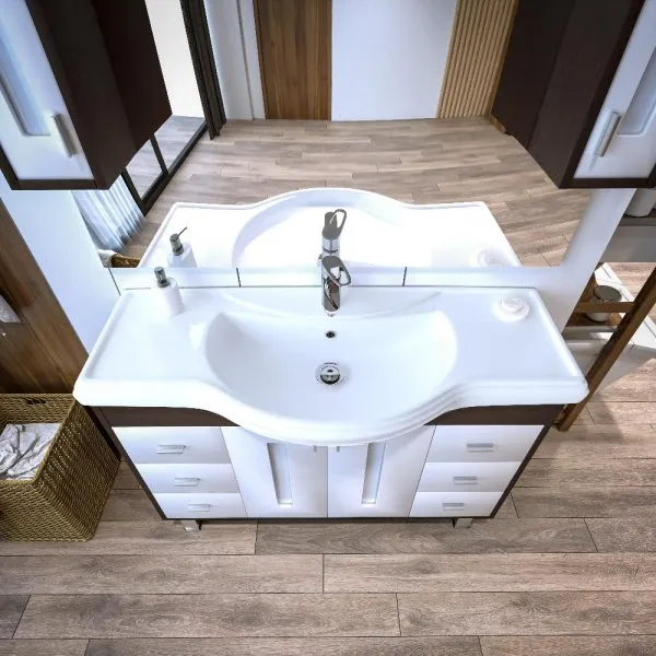 Тумба под раковину напольная Бриклаер БАЛИ венге/белый , 120 см