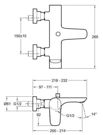 Смеситель Jacob Delafon Aleo E72282-CP для ванны с душем