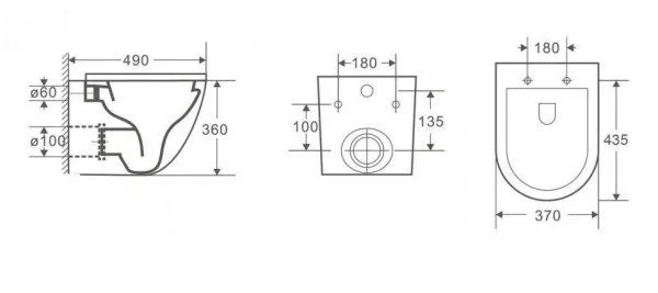 Унитаз подвесной CeramaLux 2197 MB, Черно-Матовый