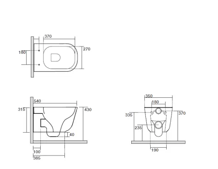 Чаша для подвесного унитаза Kerasan Tribeca 511431 безободковый, черный матовый