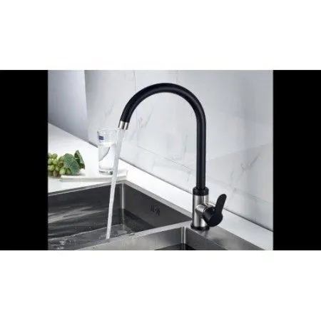 Смеситель Ledeme L74105B нержавеющая сталь + черный - купить в Москве по низкой цене в интернет-магазине с доставкой по всей России | HITsant Смеситель Ledeme L74105B нержавеющая сталь + черный